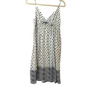 Splendid Tie Front Polka Dot Summer Dress Womens M Smocked Babydoll Modest